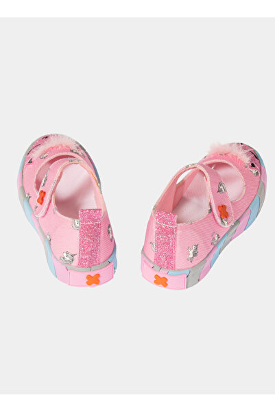 Casabony Pembe Kedi Kanvas 3d Kız Çocuk Babet Sneakers