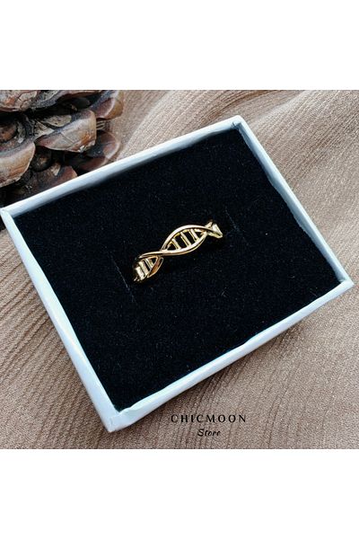 CHICMOON STORE Steel Gold Color Dna Wrapped Adjustable Ring