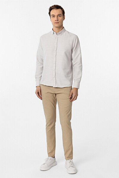 SÜVARİ Köşeli Manşet Slim Armürlü Gömlek