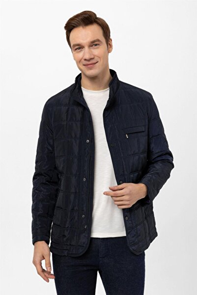 SÜVARİ Lacivert Regular Kapitone Hakim Yaka Mont