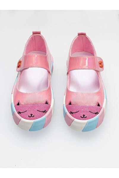 Casabony Rózsaszín lakkbőr csillogó 3D lány balerina tornacipő