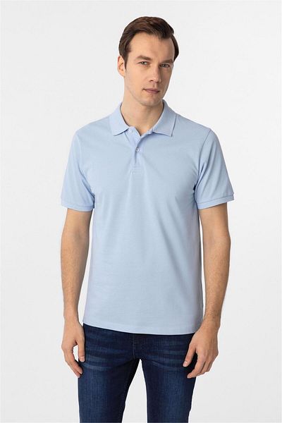SÜVARİ Tricou cu guler polo Dobby albastru gheață