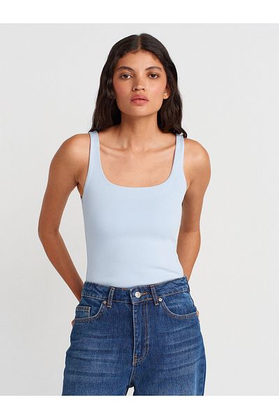 Dilvin 21057 Strappy Tank-Top-Light Blue