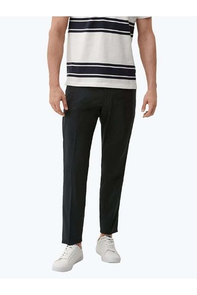 s.Oliver Men's Slim Fit Linen And Polyester Blend Suit Trousers, Black