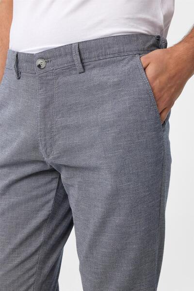 SÜVARİ Lacivert Slim Fit Armürlü Kanvas Pantolon