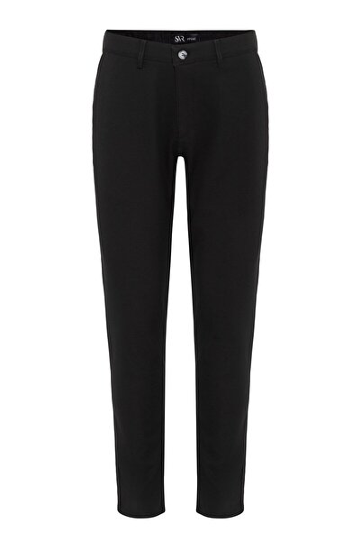 SÜVARİ Siyah Slim Fit Desenli Kumaş Pantolon