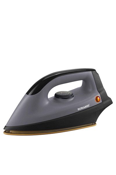 sonashi Heavy Dry Iron with Ceramic Coated Soleplate | Comfortable Handle, Stable Heel Rest, Thermostat Cont