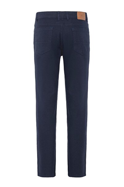 SÜVARİ Lacivert Slim Fit Armürlü Kanvas Pantolon