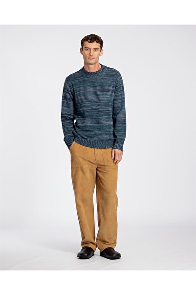 Peraluna Far Afield DIETER KNIT Bisiklet Yaka Standart Kesim %100 Organik Pamuk Melanj Erkek Triko Kazak - Ye