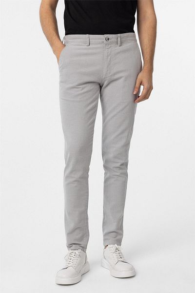 SÜVARİ Γκρι Slim Fit Dobby Canvas Παντελόνι