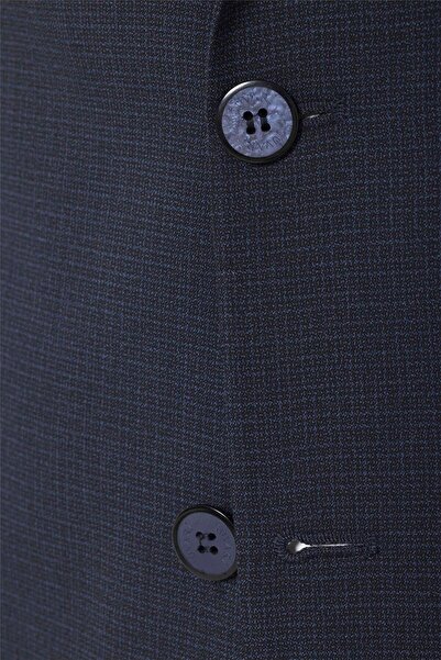 SÜVARİ Lacivert Regular Desenli Sivri Yaka 6 Drop Klasik Takım Elbise