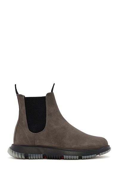 Derimod Men's Gray Nubuck Leather Casual Chelsea Boots 24Wfd6802V3
