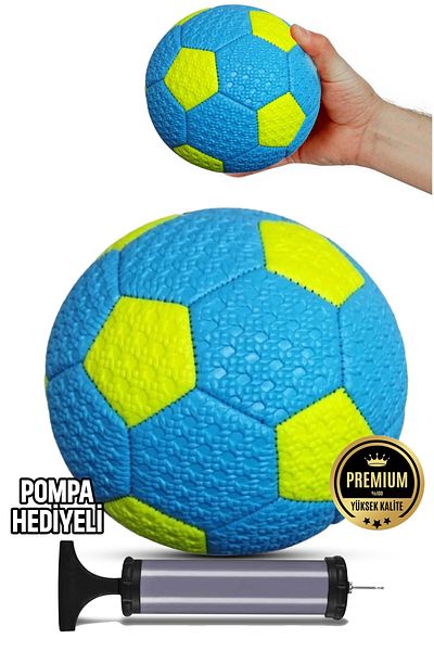 kutuTR Handball Ball Colorful Color Soft Layered Children's Mini Football Ball No:1 Indoor Pump Gift