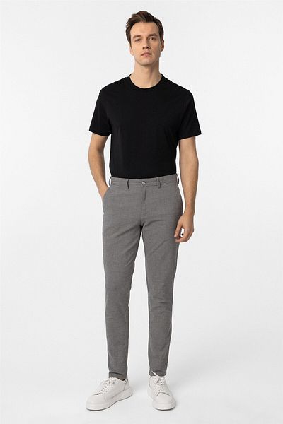 SÜVARİ Μαύρο παντελόνι από καμβά Dobby Slim Fit
