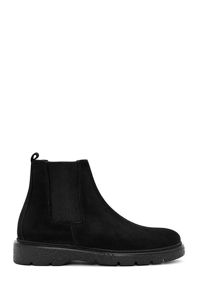 Derimod Men's Black Nubuck Leather Casual Chelsea Boots 24Wfd 632710