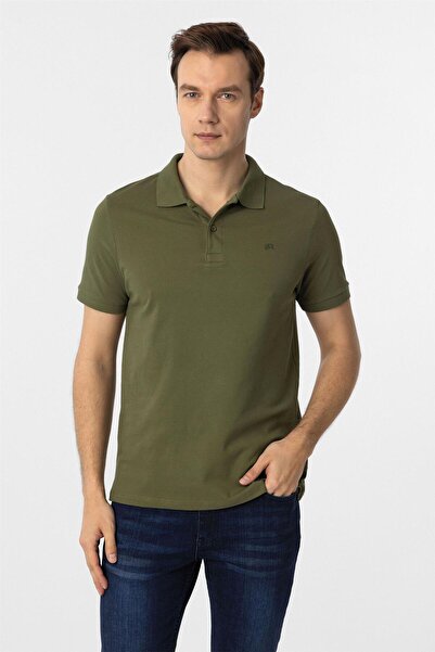 SÜVARİ Μπλουζάκι με λαιμόκοψη πόλο χακί εφαρμοστό