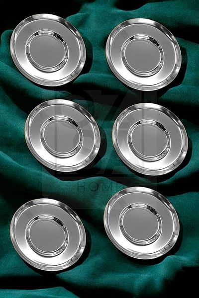 ÖzSa Home Rio Silver 6-Piece Steel Tea Plate 18/10 Silver Compatible with All Tea Cups