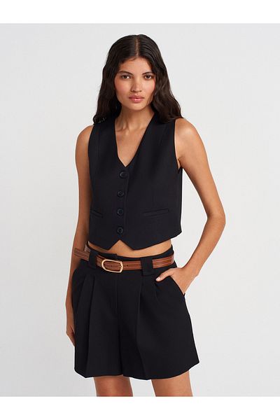 Dilvin 60587 Short Tailor-Made Vest-Black