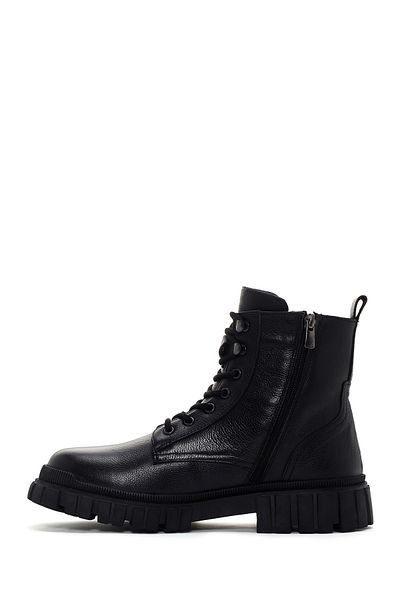 Derimod Black Leather Zippered Men's Casual Boots - 24wfd 700818