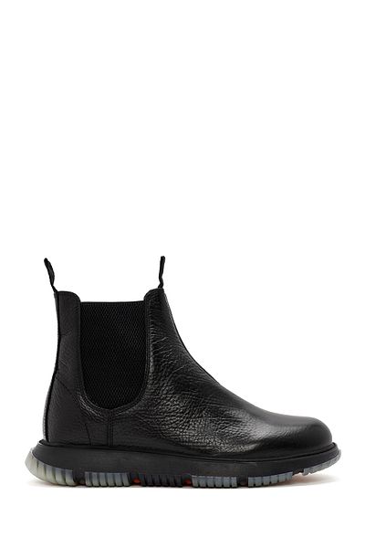 Derimod Men's Black Leather Casual Chelsea Boots 24Wfd6802Ft