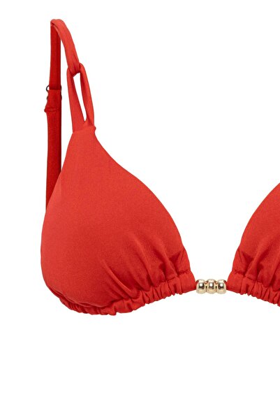 AQUAVİVA Women's Red Izabella Triangle Bikini Set with Gold Accessories