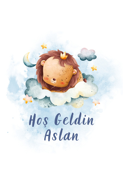 Pera İsme Özel Aslan Tema Yuvarlak Etiket 4 cm 72 Adet