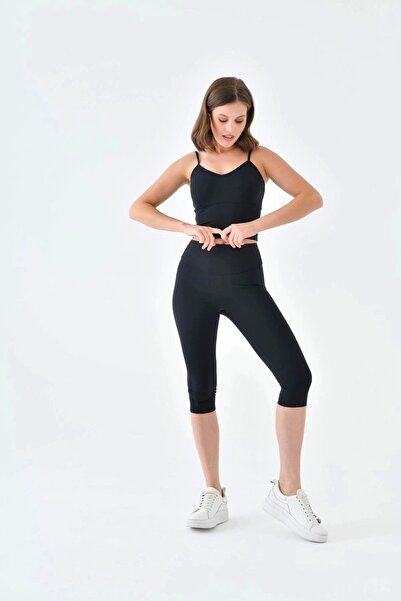 EMNY High Waisted Capri Below Knee Leggings Capri