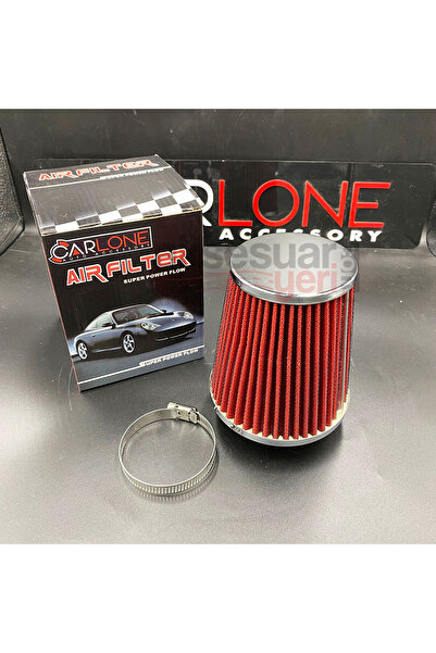 carlone Spor Açık Hava Filtresi 6.35cm Kırmızı Renk Krom Detay Dar Stil