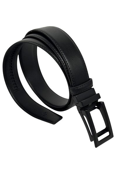 S.S SÜZER DERİ Μαύρο Faux Leather Automatic Mechanism Buckle Χωρίς τρύπα 3,5 cm Πλάτος Classic Belt - 8201-ST