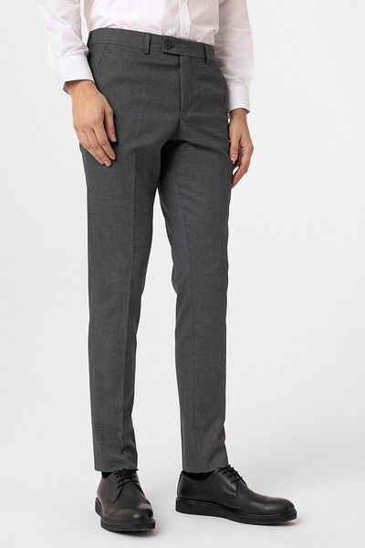 SÜVARİ Γκρι υφασμάτινο παντελόνι με σχέδιο Slim Fit