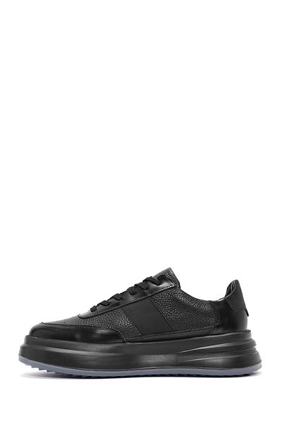 Derimod Men's Black Lace-Up Thick Soled Leather Sneaker 24Wfd 611214