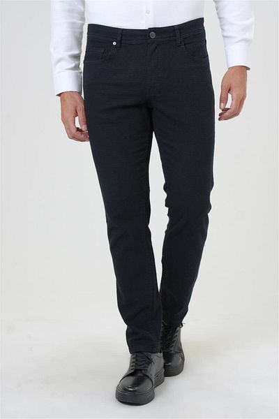 SÜVARİ Μαύρο παντελόνι από καμβά Dobby Slim Fit