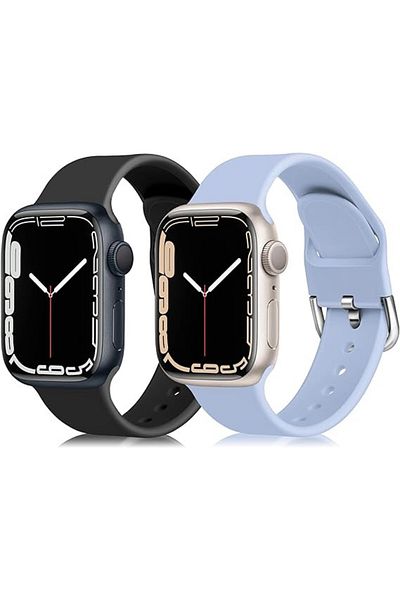 chinbersky Set de două curele pentru Apple Watch Chinbersky, silicon, negru/gri, 42/44/45 mm