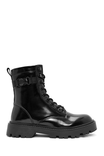 Derimod Men's Black Zippered Leather Boots 24Wfd 702122