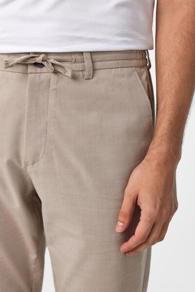 SÜVARİ Bej Slim Fit Armürlü Jogger Pantolon
