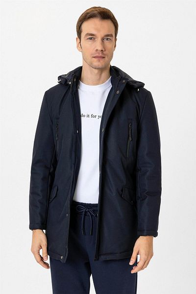 SÜVARİ Μπλε Navy Slim Παλτό Γέμισης