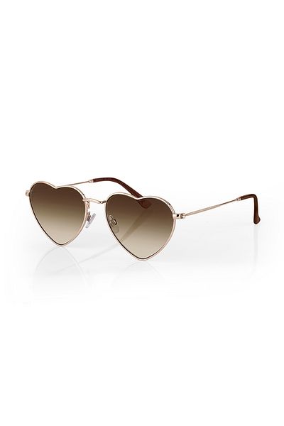 Daniel Klein Brown heart-shaped sunglasses for women, Daniel Klein Sunglasses, DK4321-1