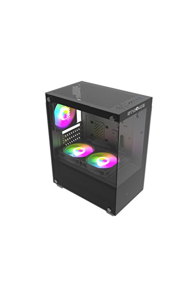 Strong Berry Siyah 3x 120mm ARGB Fanlı mATX Akvaryum Gaming Bilgisayar Kasası Powersız