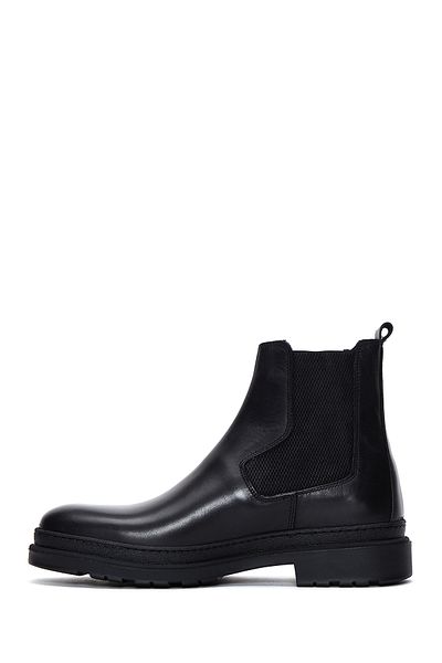 Derimod Men's Black Leather Casual Chelsea Boots 24Wfd 630118