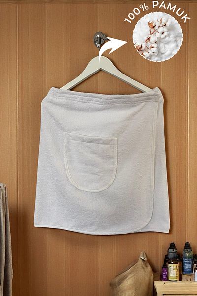 Anılsan 100% Cotton Short Sauna Towel for Spa & Hammam – Skirt Model with Elastic Waist and Velcro Pocket