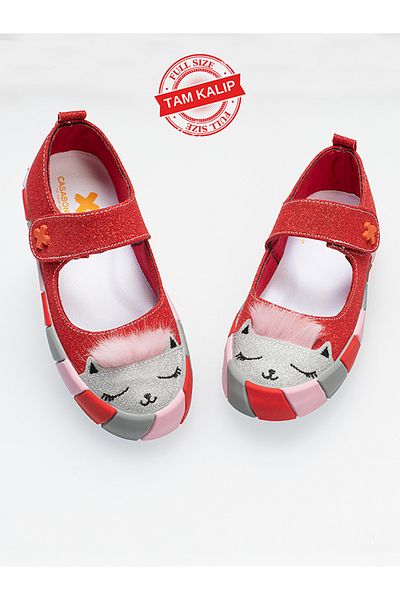 Casabony Red Glitter Cat Girl Sneaker Ballerina Velikost: 27