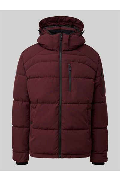 s.Oliver Men's Quilted Jacket With Hood, Regular Fit, R, Burgundy