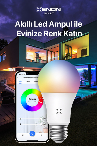 Xenon Smart Akıllı Rgb Led Ampul 9w Mobil App Kontrol Sesli Komut Wi-fi Zamanlayıcılı Aydınlatma X7021