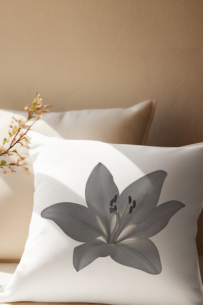 qoeuyl boutique Pernă decorativă din satin cadou cu flori de crin colorat