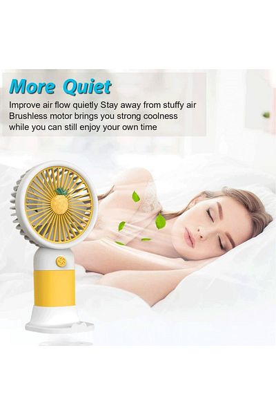 FOXMAG24 Mini portable fan, pineapple, powered by USB rechargeable battery, with 5 speeds