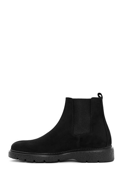Derimod Men's Black Nubuck Leather Casual Chelsea Boots 24Wfd 632710