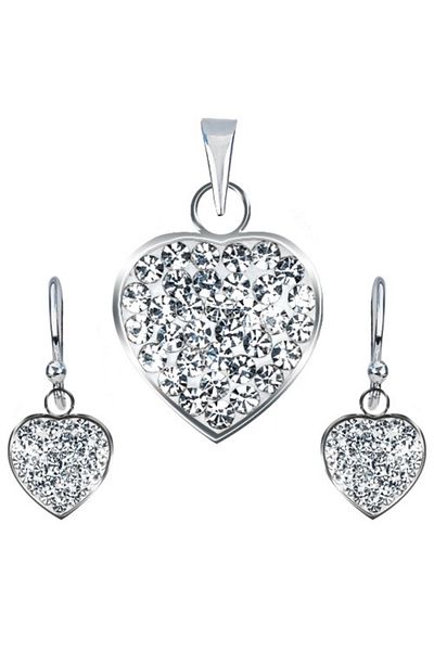 Sterling Silver Set din argint 925 - pandantiv şi cercei, inimă transparentă strălucitoare