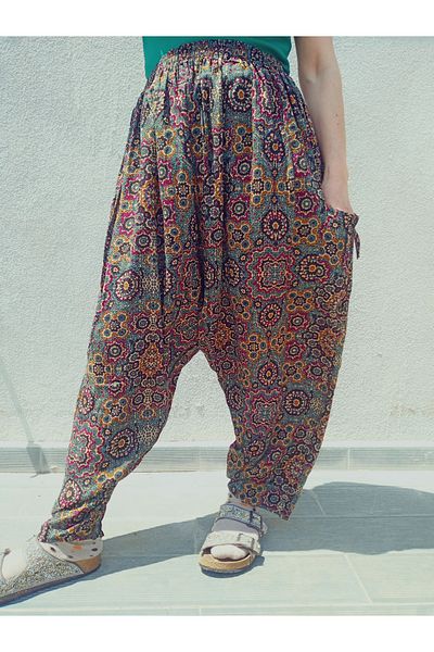 hoaryage Viscose Print Fabric Floral Print Baggy with Pockets 100% Cotton