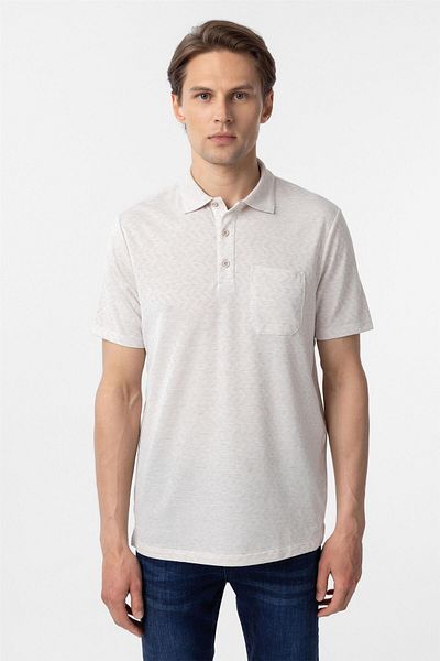 SÜVARİ Ecru Regular Dobby Polo Neck T-Shirt