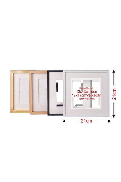 Senden Hediye Wooden 21X21Cm Square Photo Frame with Adhesive Removable Mat - Pack of 3